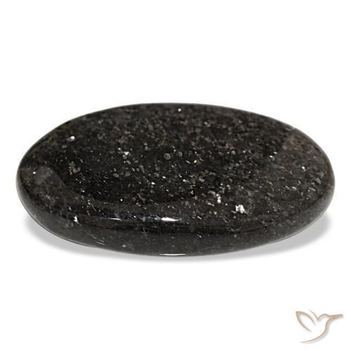 Pietra del sole naturale nero da 33,38 ct, taglio ovale, traslucido