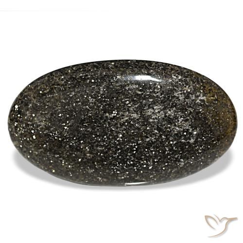 Pietra del sole naturale nero da 65,84 ct, taglio ovale, traslucido