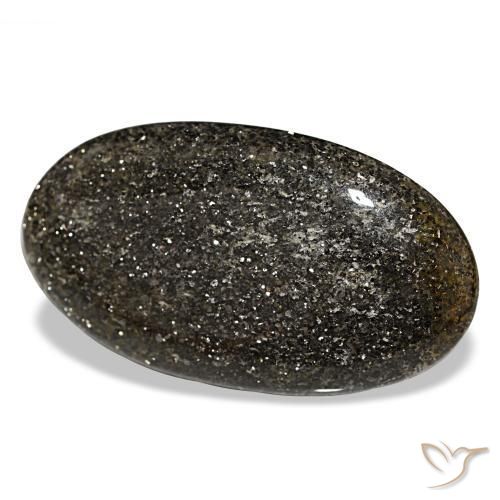 Pietra del sole naturale nero da 65,84 ct, taglio ovale, traslucido