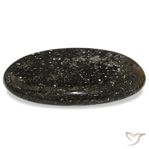 Pietra del sole naturale nero da 65,84 ct, taglio ovale, traslucido