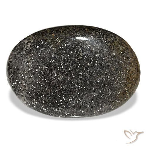 Pietra del sole naturale nero da 38,56 ct, taglio ovale, traslucido