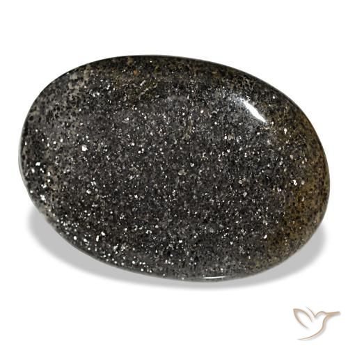 Pietra del sole naturale nero da 38,56 ct, taglio ovale, traslucido