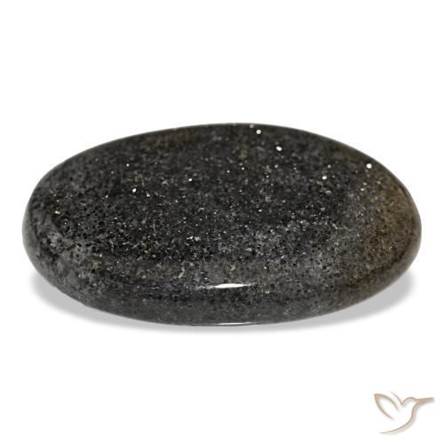 Pietra del sole naturale nero da 38,56 ct, taglio ovale, traslucido