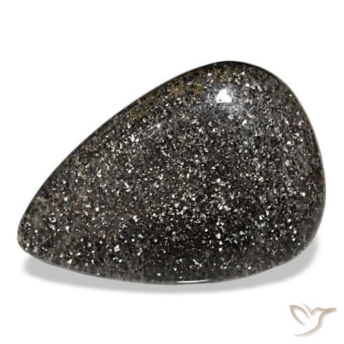 Pietra del sole naturale nero da 23,50 ct, taglio a pera, traslucido