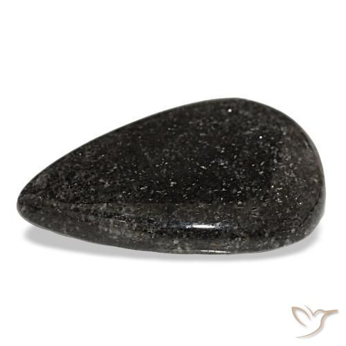 Pietra del sole naturale nero da 23,50 ct, taglio a pera, traslucido