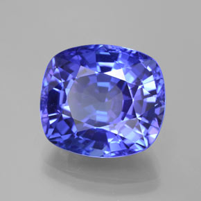 Tanzanite naturale blu da 10,76 ct, taglio a cuscino, VVS