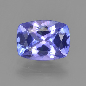 Tanzanite naturale blu da 1,39 ct, taglio a cuscino, VVS