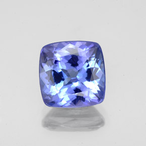 Tanzanite naturale blu da 2,67 ct, taglio a cuscino, VS