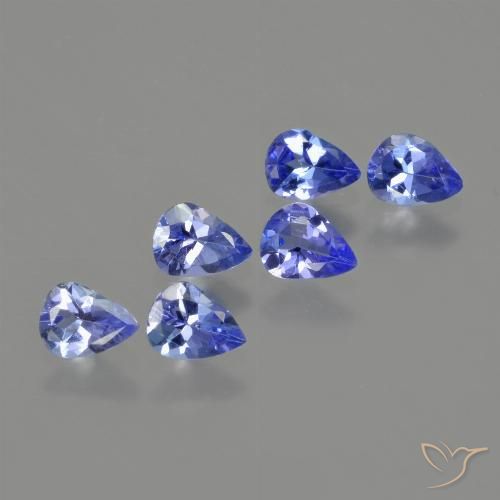 Gemme di tanzanite blu navy medio naturale da 1,54 ct, taglio a pera, VS