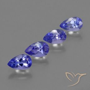 Gemme di Tanzanite Intenso Viola Blu naturale da 1.70 ct, Forma a pera, VS