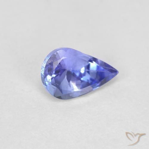 Tanzanite Intenso Viola Blu naturale da 0.42 ct, Forma a pera, VVS-VS