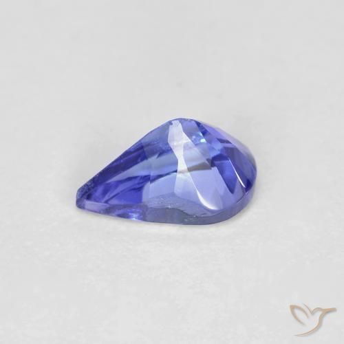 Tanzanite Intenso Viola Blu naturale da 0.42 ct, Forma a pera, VVS-VS