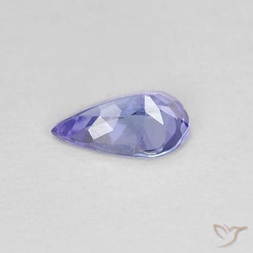 Tanzanite Intenso Viola Blu naturale da 0.38 ct, Forma a pera, VVS-VS