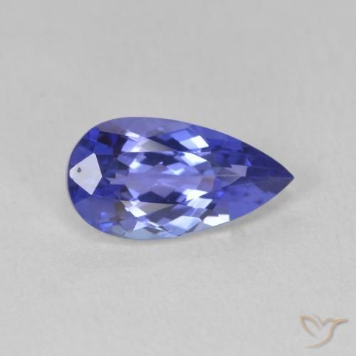 Tanzanite Blue violetto scuro naturale da 1.77 ct, Forma a pera, VVS