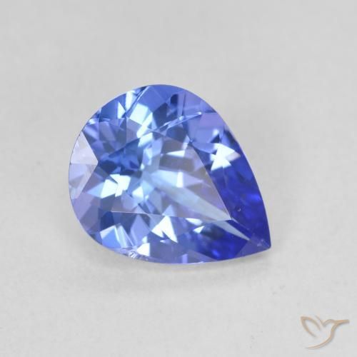 Tanzanite Blue violetto scuro naturale da 1.64 ct, Forma a pera, VVS