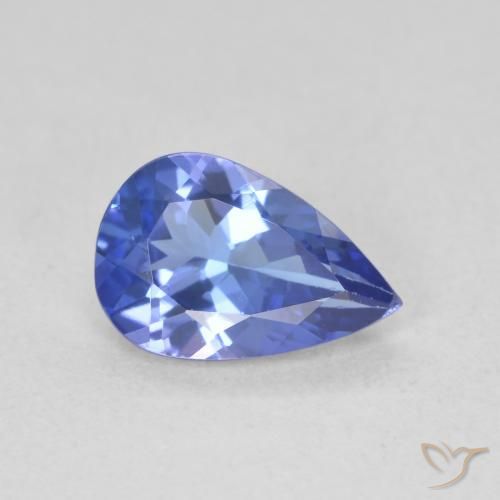 Tanzanite Blue violetto scuro naturale da 1.36 ct, Forma a pera, VVS