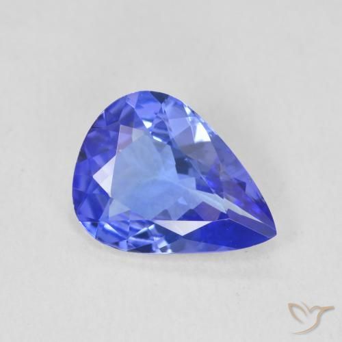 Tanzanite Blue violetto scuro naturale da 1.73 ct, Forma a pera, VVS