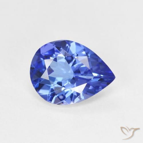 Tanzanite Blue violetto scuro naturale da 1.53 ct, Forma a pera, VVS
