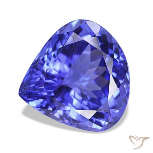 Tanzanite Blue violetto scuro naturale da 4.80 ct, Forma a pera, VVS