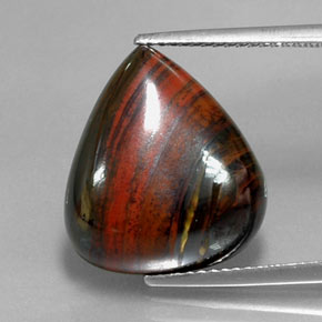 Tiger's eye matrix naturale multicolore da 13,07 ct, taglio a pera, opaco