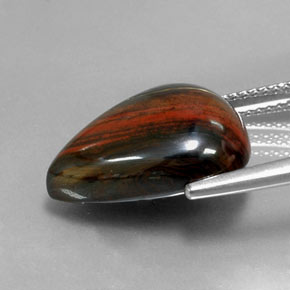 Tiger's eye matrix naturale multicolore da 13,07 ct, taglio a pera, opaco