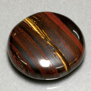 Tiger's eye matrix naturale multicolore da 31,63 ct, taglio rotondo, opaco