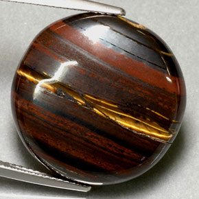Tiger's eye matrix naturale multicolore da 31,63 ct, taglio rotondo, opaco
