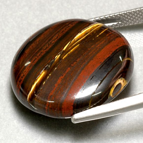 Tiger's eye matrix naturale multicolore da 31,63 ct, taglio rotondo, opaco