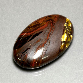 Tiger's eye matrix naturale multicolore da 35,49 ct, taglio ovale, opaco