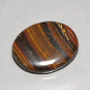 Tiger's eye matrix naturale multicolore da 53,09 ct, taglio ovale, opaco