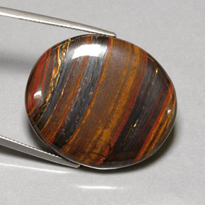 Tiger's eye matrix naturale multicolore da 53,09 ct, taglio ovale, opaco