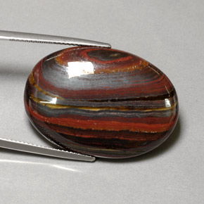 Tiger's eye matrix naturale multicolore da 45,58 ct, taglio ovale, opaco