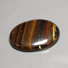 Tiger's eye matrix naturale multicolore da 43,53 ct, taglio ovale, opaco
