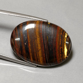 Tiger's eye matrix naturale multicolore da 43,53 ct, taglio ovale, opaco