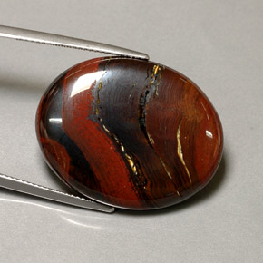 Tiger's eye matrix naturale multicolore da 41,60 ct, taglio ovale, opaco
