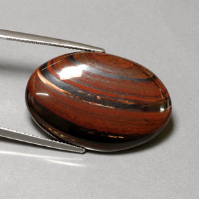 Tiger's eye matrix naturale multicolore da 35,01 ct, taglio ovale, opaco