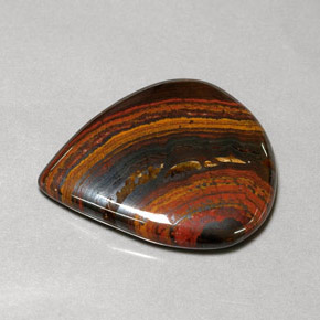 Tiger's eye matrix naturale multicolore da 37,44 ct, taglio a pera, opaco