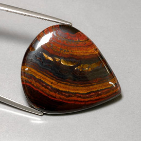 Tiger's eye matrix naturale multicolore da 37,44 ct, taglio a pera, opaco