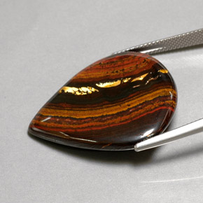 Tiger's eye matrix naturale multicolore da 37,44 ct, taglio a pera, opaco