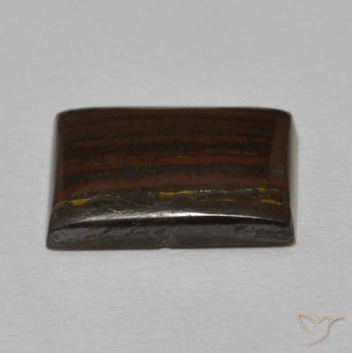 Matrice di occhio di tigre Multicolore naturale da 6.07 ct, Taglio a baguette, Opaco