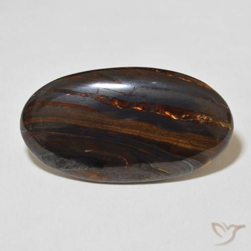 31.33ct Naturale Multicolore Matrice di occhio di tigre, Ovale, Opaco