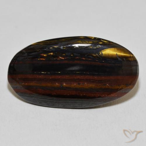 23.48ct Naturale Multicolore Matrice di occhio di tigre, Ovale, Opaco