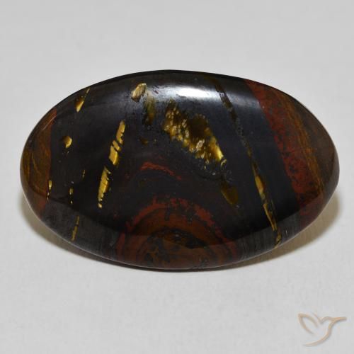 33.61ct Naturale Multicolore Matrice di occhio di tigre, Ovale, Opaco