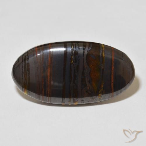 36.56ct Naturale Multicolore Matrice di occhio di tigre, Ovale, Opaco