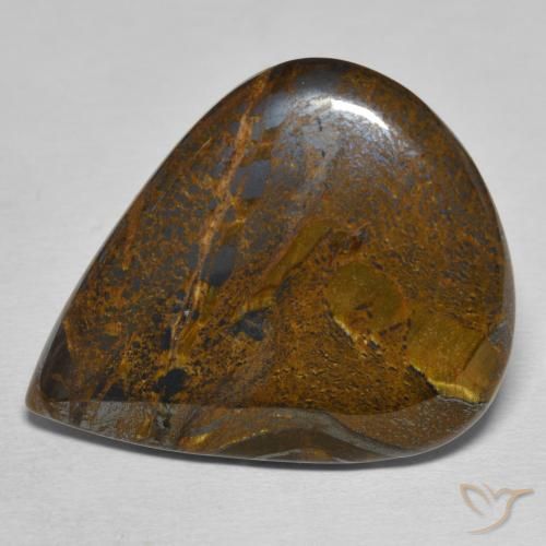 Matrice di occhio di tigre Cedar Brown naturale da 31.52 ct, Forma a pera, Opaco