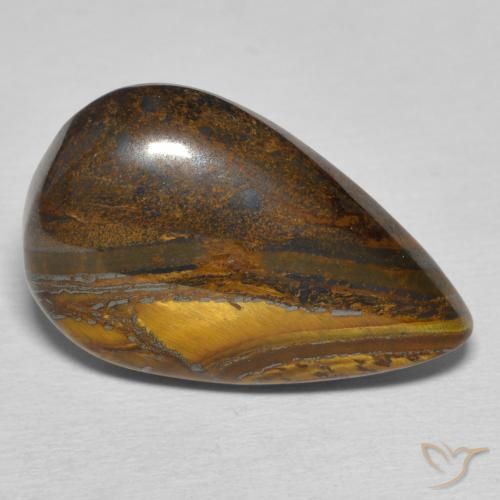 Matrice di occhio di tigre Marrone medio naturale da 21.26 ct, Forma a pera, Opaco
