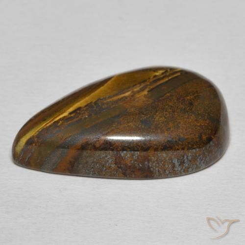 Matrice di occhio di tigre Marrone medio naturale da 21.26 ct, Forma a pera, Opaco