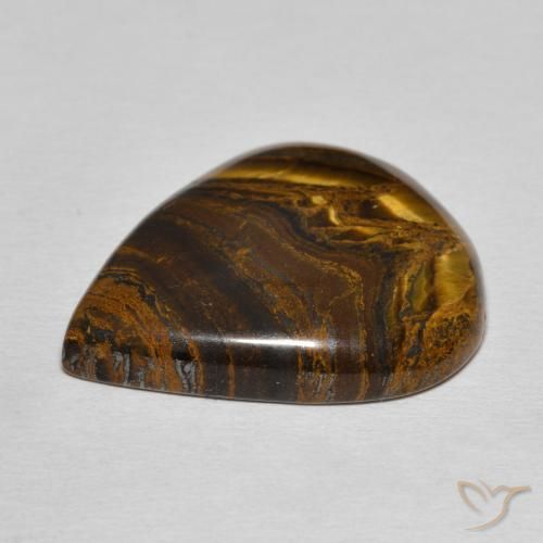 Matrice di occhio di tigre Cedar Brown naturale da 24.22 ct, Forma a pera, Opaco