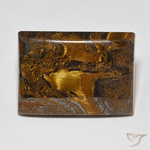 48.76ct Naturale Marrone dorato Matrice di occhio di tigre, Taglio a baguette, Opaco