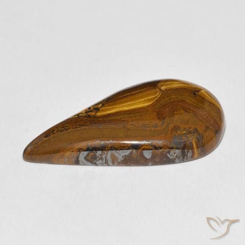 Matrice di occhio di tigre Marrone caldo naturale da 27.79 ct, Forma a pera, Opaco